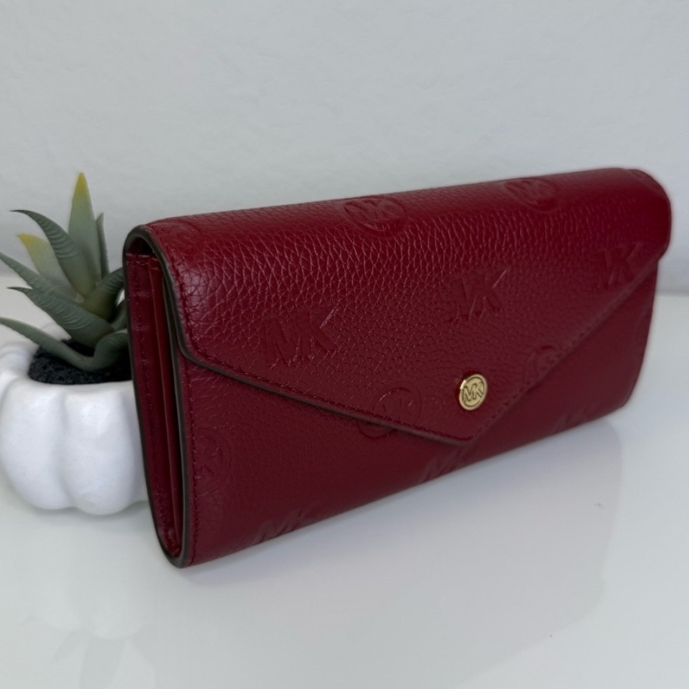 MICHAEL KORS Jet Set Travel Large Envelope Continental Wallet in Dark Cherry 🍒 - Picture 2 of 8